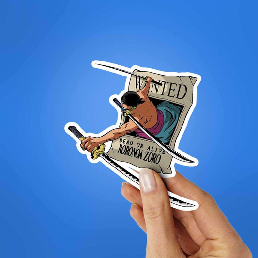 One Peice Zoro Wanted Poster Sticker - STICK IT UP
