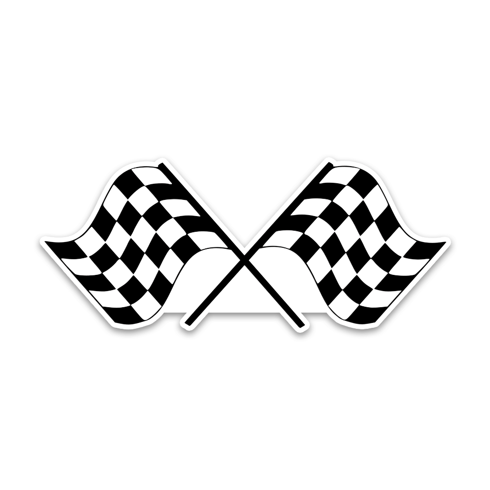 Racing Flag Bumper Sticker waterproof vinyl decal for laptop, bike, car & bottle
