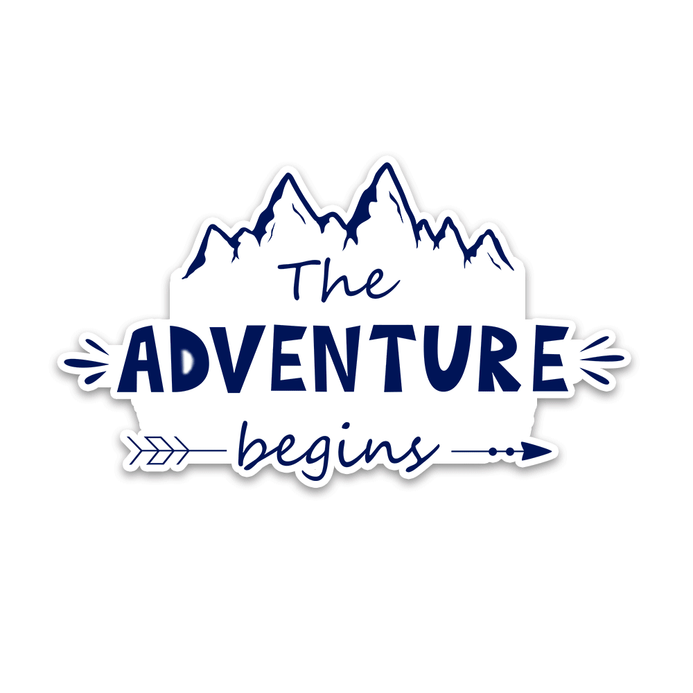 The Adventure Begins Bumper Sticker waterproof vinyl decal for laptop, bike, car & bottle