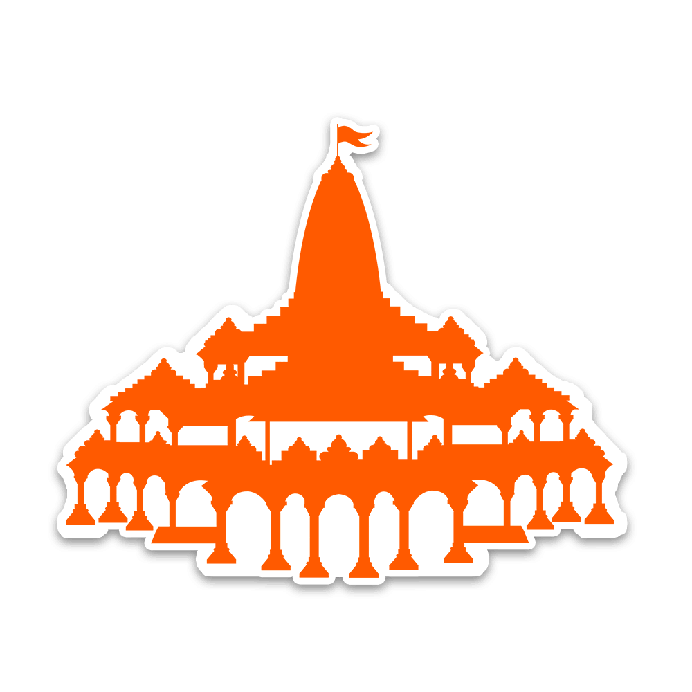 Shree Ram Mandir Bumper Sticker waterproof vinyl decal for laptop, bike, car & bottle