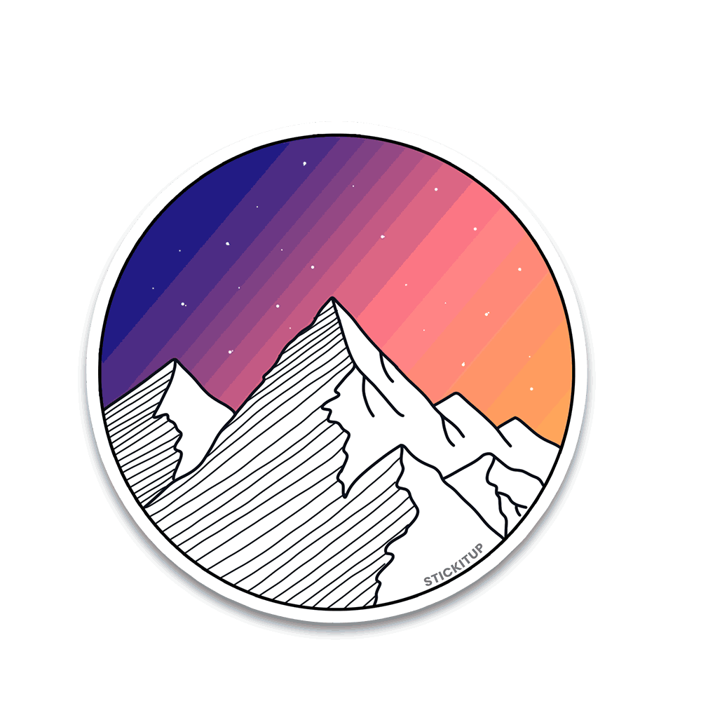 Mountain Sunset Bumper Sticker waterproof vinyl decal for laptop, bike, car & bottle