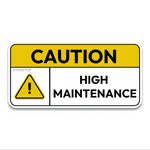 Caution High Bumper Sticker waterproof vinyl decal for laptop, bike, car & bottle