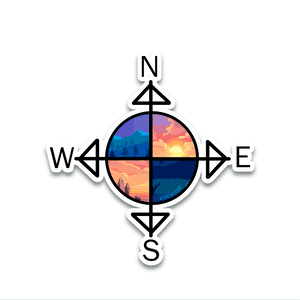 Compass Rose Bumper Sticker waterproof vinyl decal for laptop, bike, car & bottle