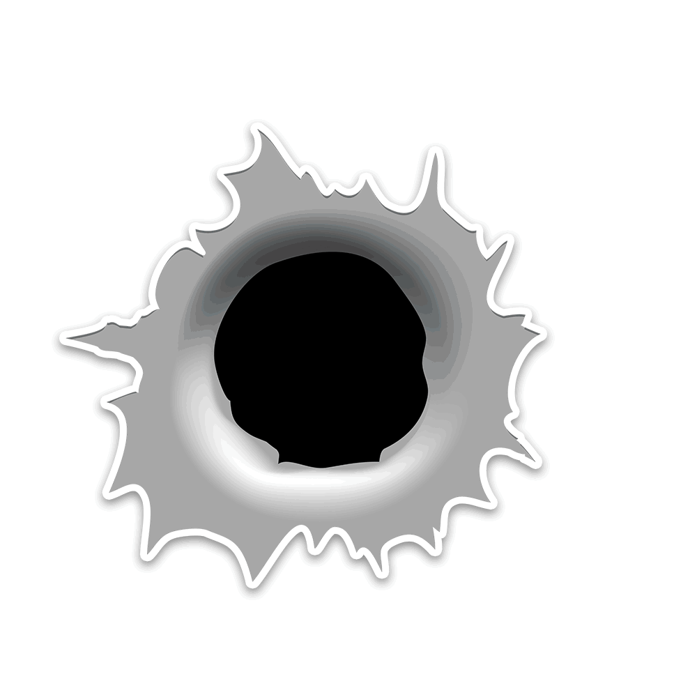 Bullet Hole Bumper Sticker waterproof vinyl decal for laptop, bike, car & bottle