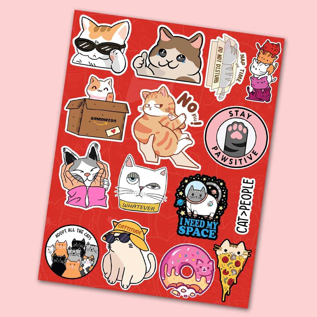 Cute Cat Mini Sticker Sheet