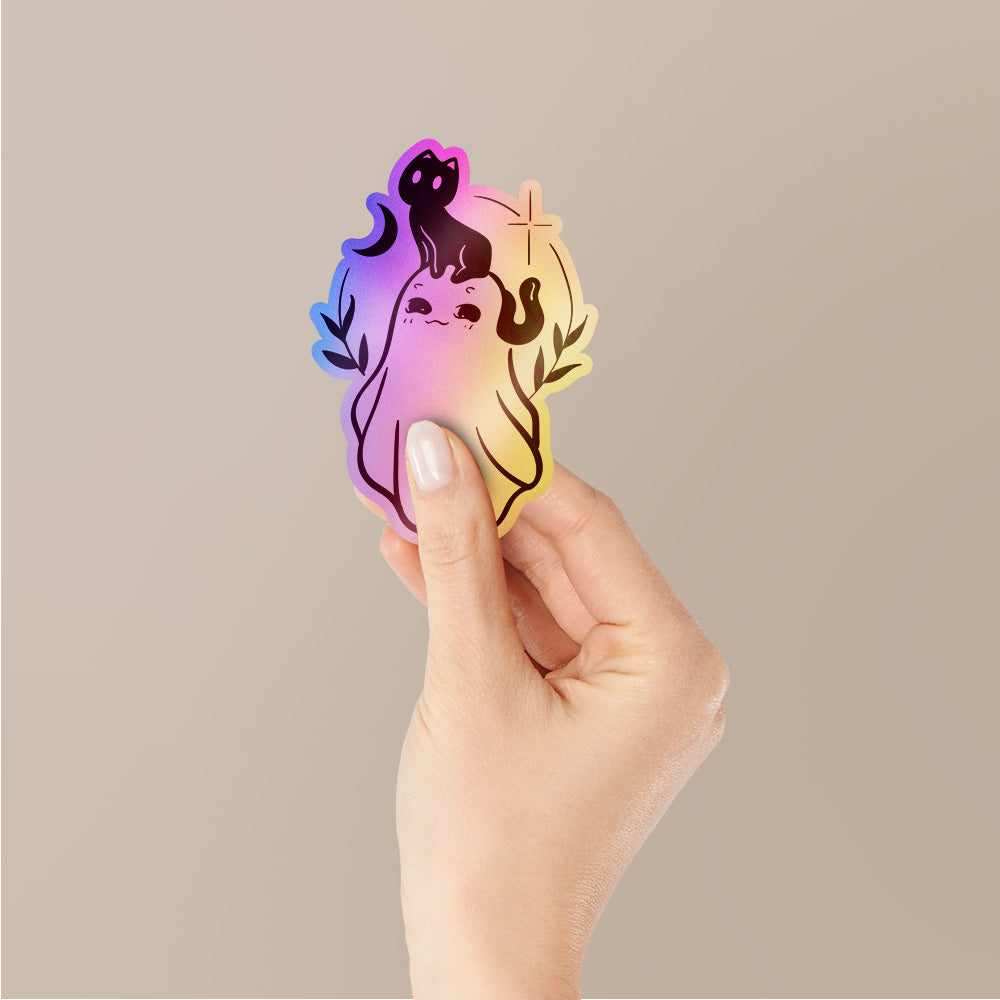 Cute Cat and Gost Holographic Stickers | STICK IT UP