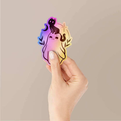 Cute Cat and Gost Holographic Stickers | STICK IT UP