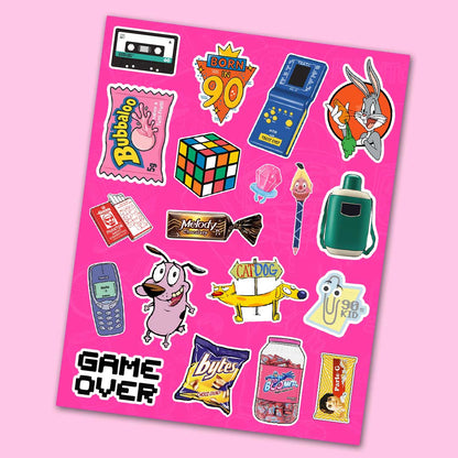 90's Kid Mini Sticker Sheet waterproof vinyl decal for laptop, bike, car & bottle