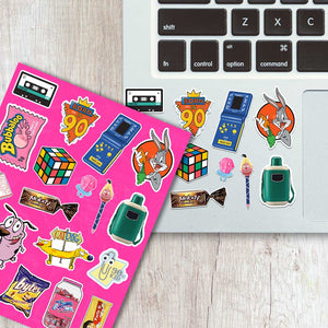 90's Kid Mini Sticker Sheet waterproof vinyl decal for laptop, bike, car & bottle