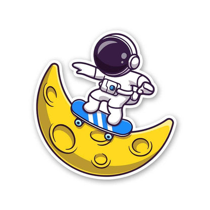 Astronaut Surfing On Moon Sticker