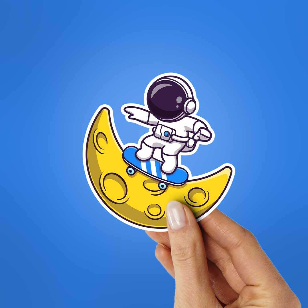 Astronaut Surfing On Moon Sticker