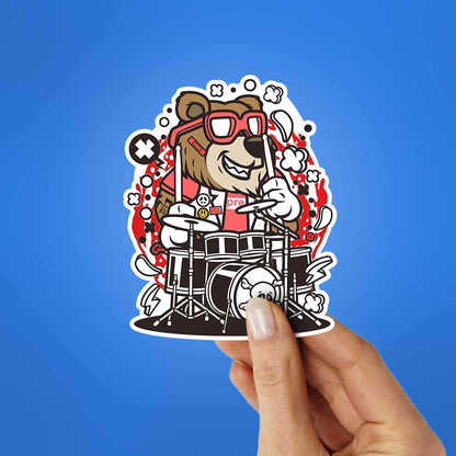 Bear Drumer Sticker