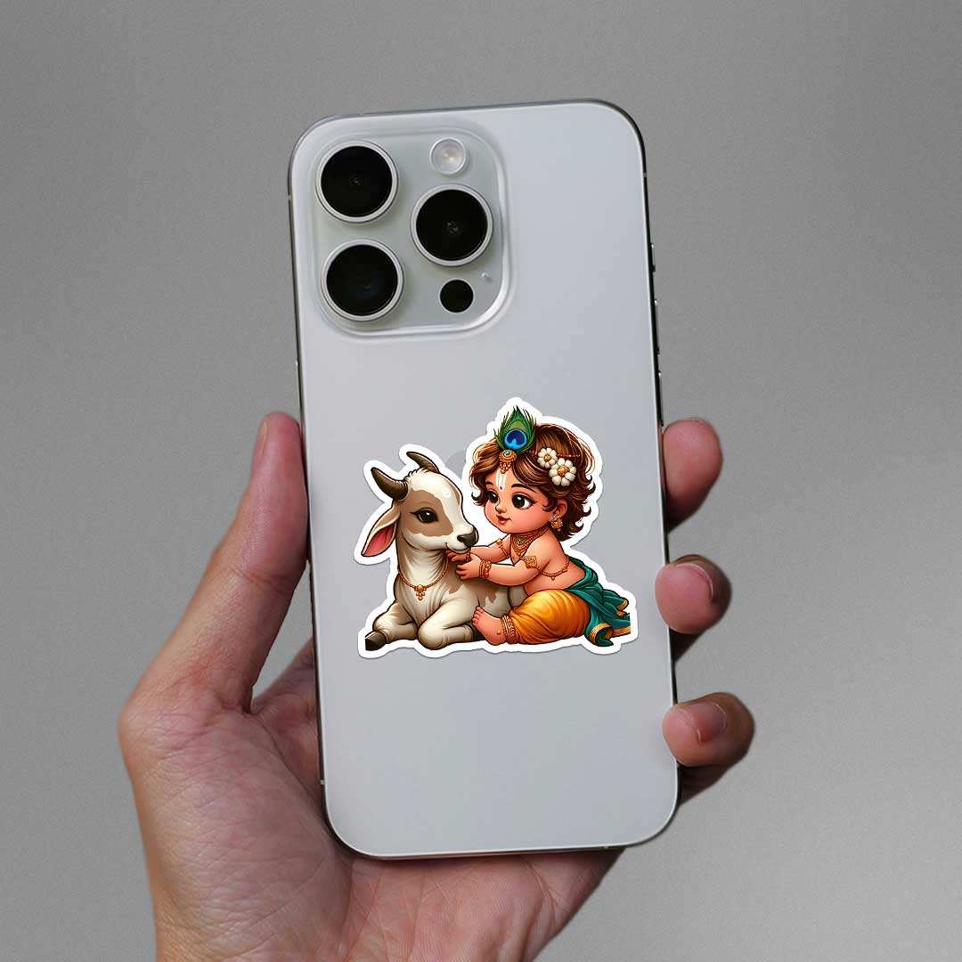 Krishna And Cow 0.1 Sticker