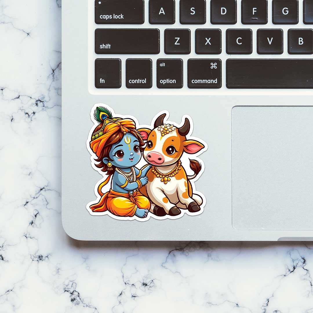 Krishna And Cow Sticker