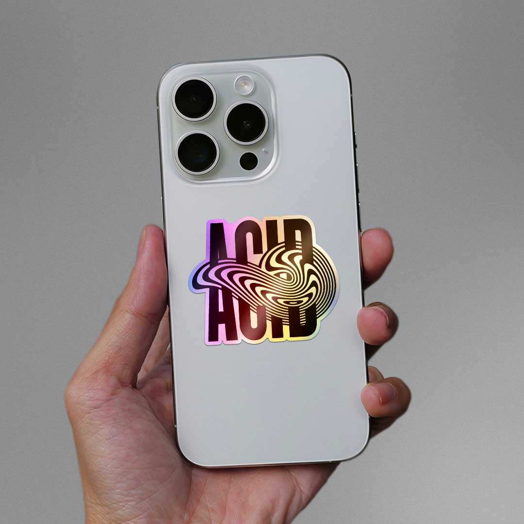 Acid Holographic Sticker waterproof vinyl decal for laptop, bike, car & bottle