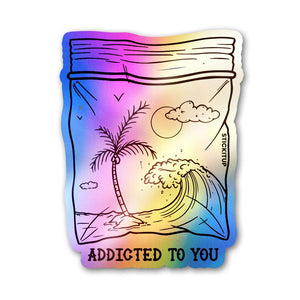 Addicted Holographic Stickers waterproof vinyl decal for laptop, bike, car & bottle