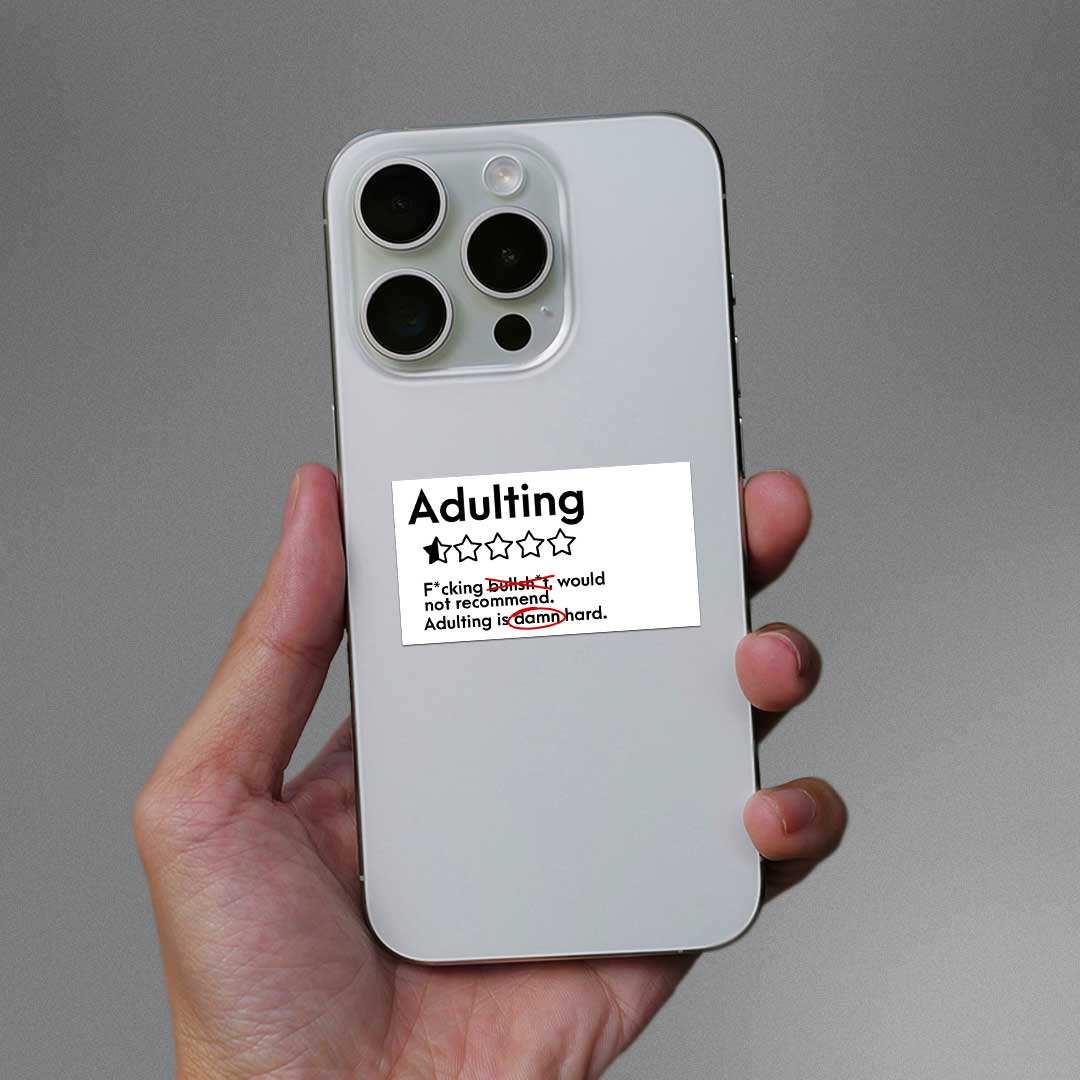 Adulting Damn Hard Sticker waterproof vinyl decal for laptop, bike, car & bottle