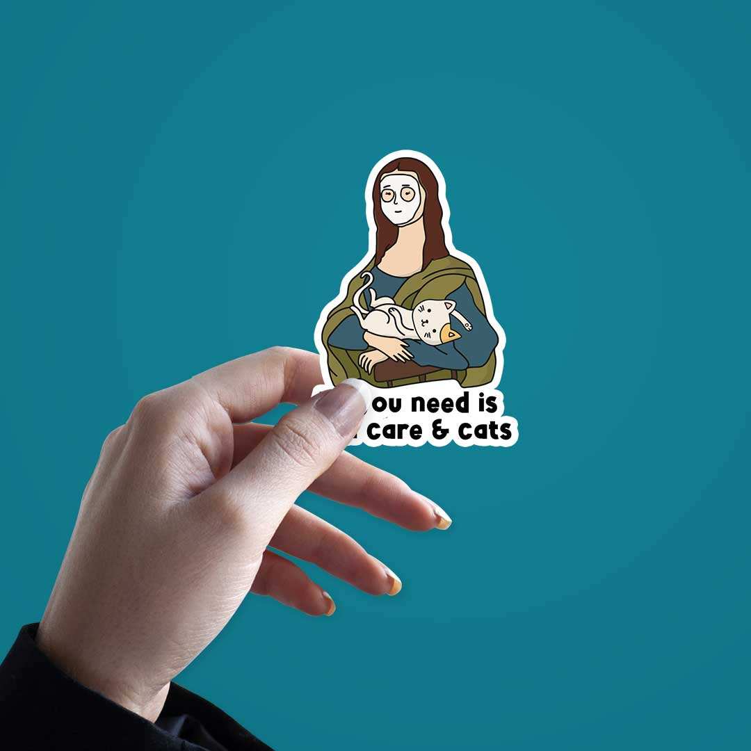 All You Need Is Skin Care & Cat Sticker waterproof vinyl decal for laptop, bike, car & bottle