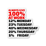 Always Give 100% At Work Sticker waterproof vinyl decal for laptop, bike, car & bottle