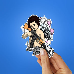 Angel Baby With Ak47 Sticker waterproof vinyl decal for laptop, bike, car & bottle