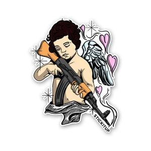 Angel Baby With Ak47 Sticker waterproof vinyl decal for laptop, bike, car & bottle