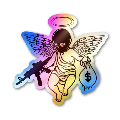 Angel Of Fortune Holographic Stickers waterproof vinyl decal for laptop, bike, car & bottle