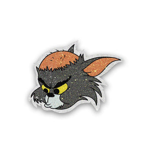 Angry Cat Glitter Sticker waterproof vinyl decal for laptop, bike, car & bottle