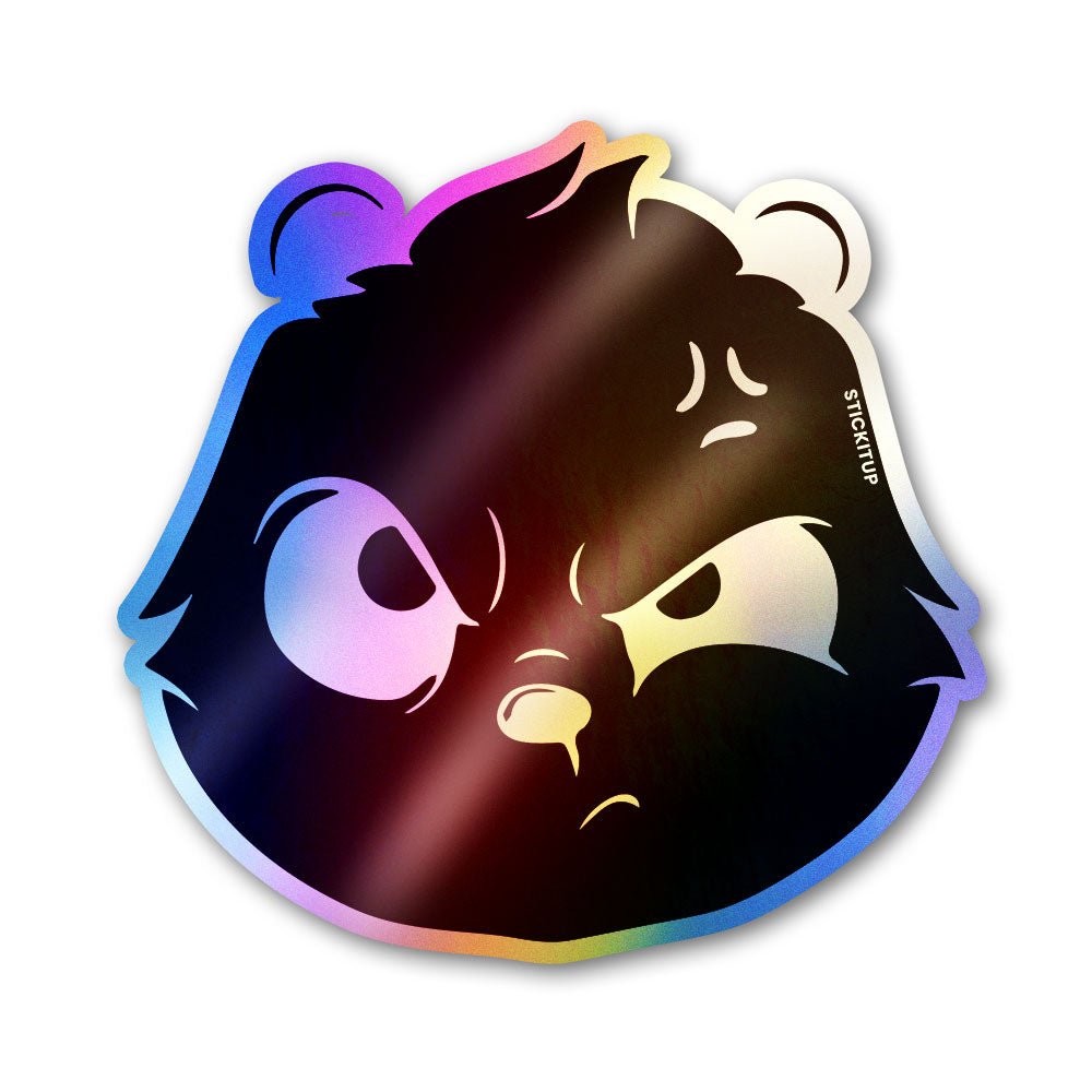 Angry Fuzz Holographic Stickers waterproof vinyl decal for laptop, bike, car & bottle