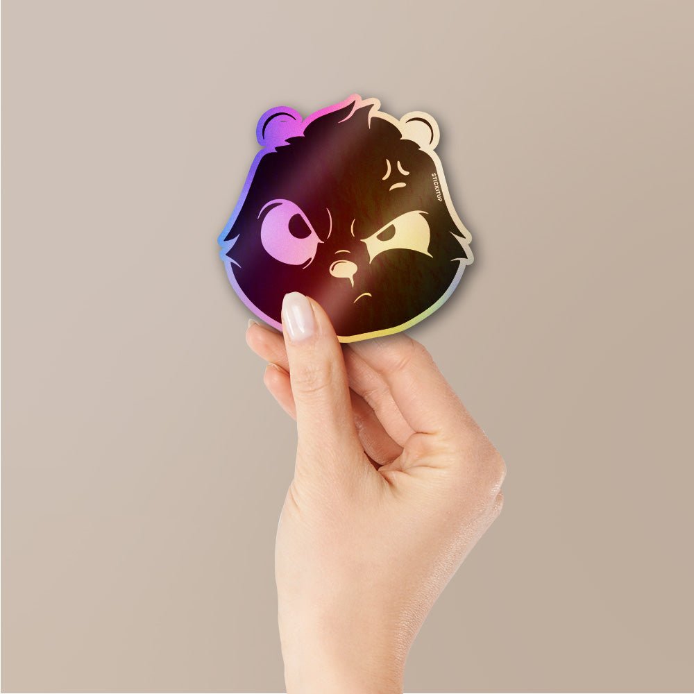 Angry Fuzz Holographic Stickers waterproof vinyl decal for laptop, bike, car & bottle