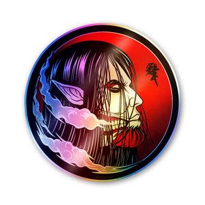 Anime Red Circle Dark Holographic Stickers - Holographic stickers | STICK IT UP