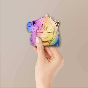 Anya Heh Holographic Sticker waterproof vinyl decal for laptop, bike, car & bottle