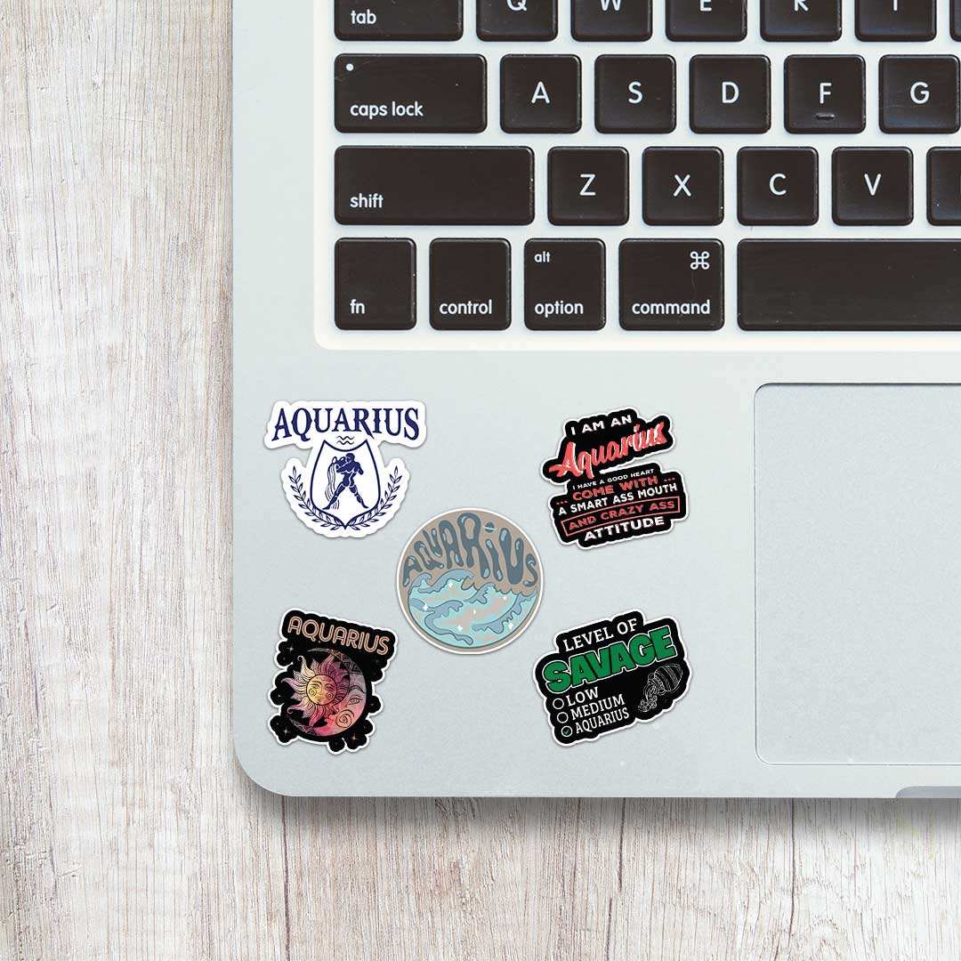 Aquarius Mini Stickers Sheet waterproof vinyl decal for laptop, bike, car & bottle