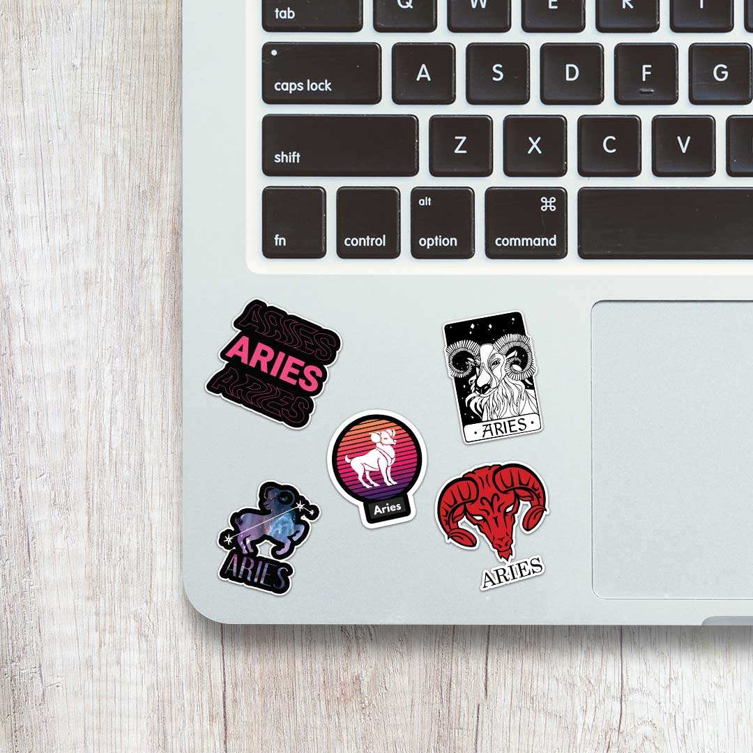 Aries Mini Stickers Sheet waterproof vinyl decal for laptop, bike, car & bottle