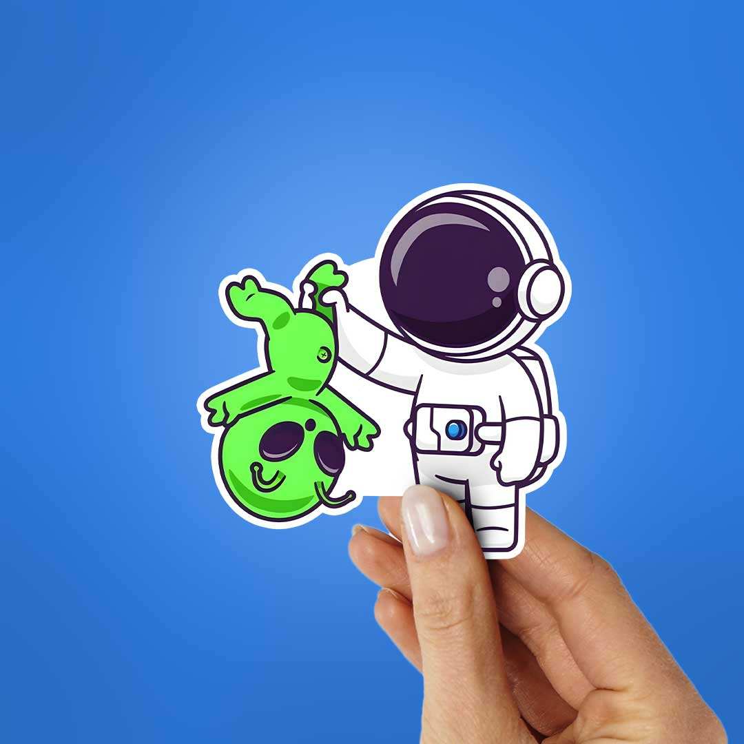 Astronaut Caught Alien Sticker - STICK IT UP