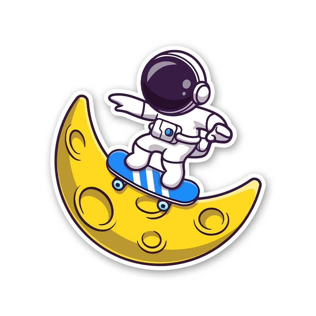 Astronaut Surfing On Moon Sticker - Stickers | STICK IT UP
