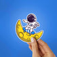 Astronaut Surfing On Moon Sticker waterproof vinyl decal for laptop, bike, car & bottle