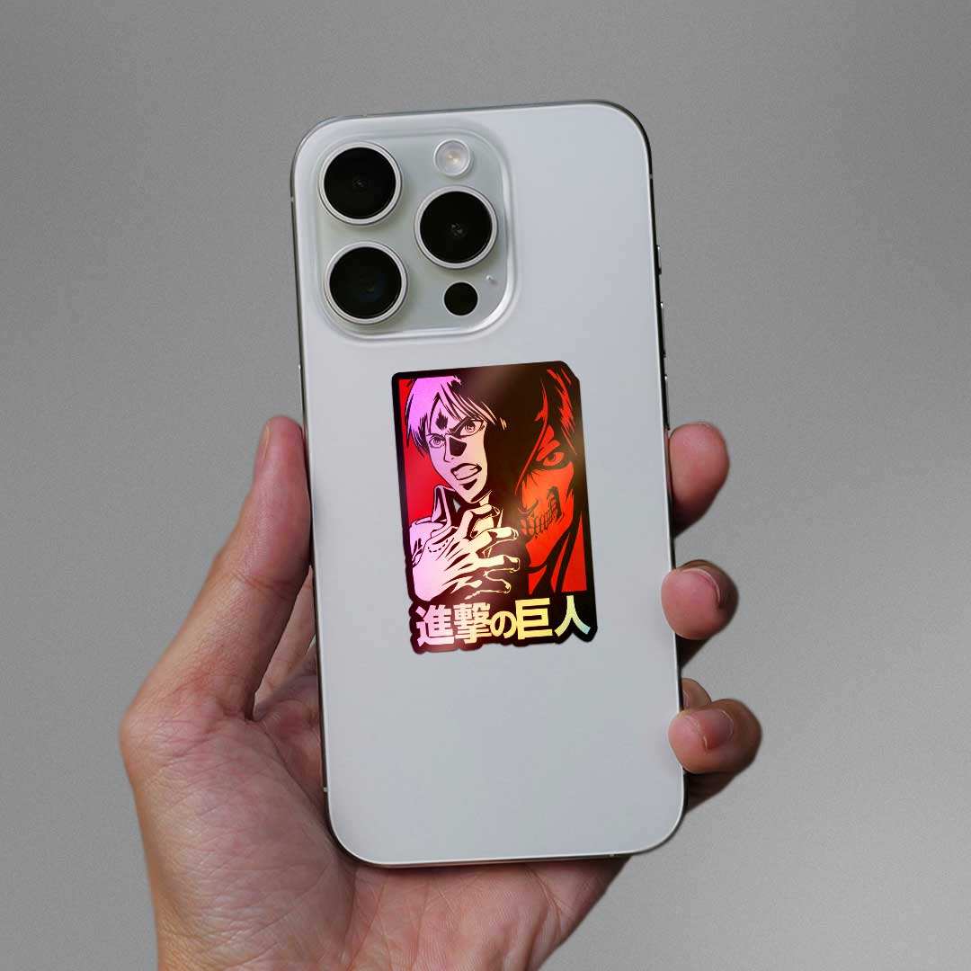Attack On Titan Holographic Sticker waterproof vinyl decal for laptop, bike, car & bottle