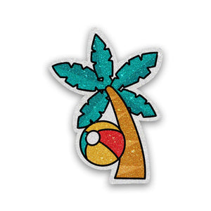 Beach Tree Glitter Sticker waterproof vinyl decal for laptop, bike, car & bottle