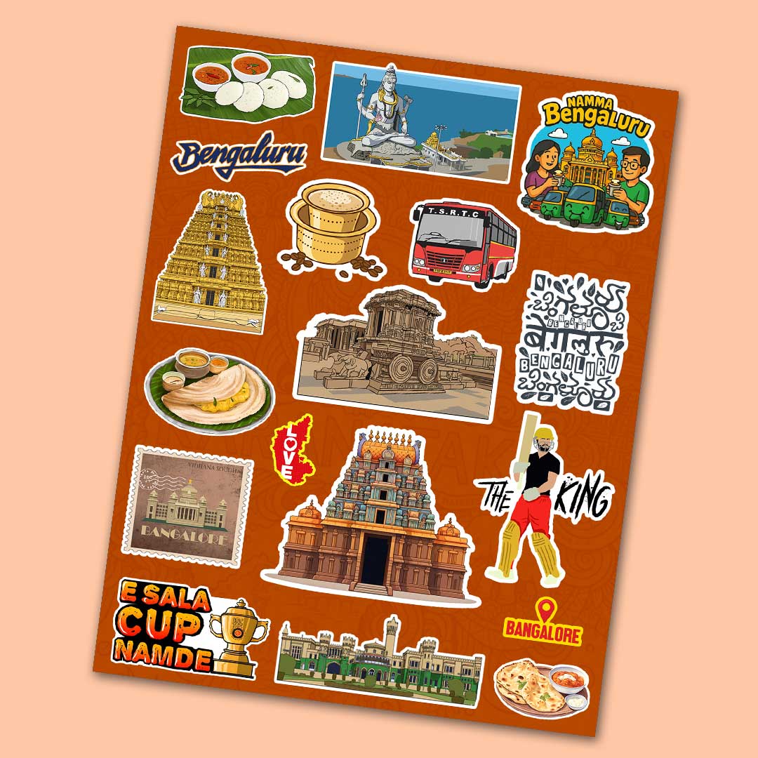 Bengaluru Mini Sticker Sheet waterproof vinyl decal for laptop, bike, car & bottle
