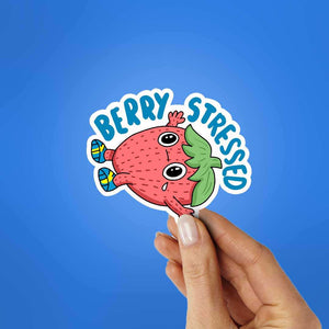 Berry Stressed Sticker waterproof vinyl decal for laptop, bike, car & bottle