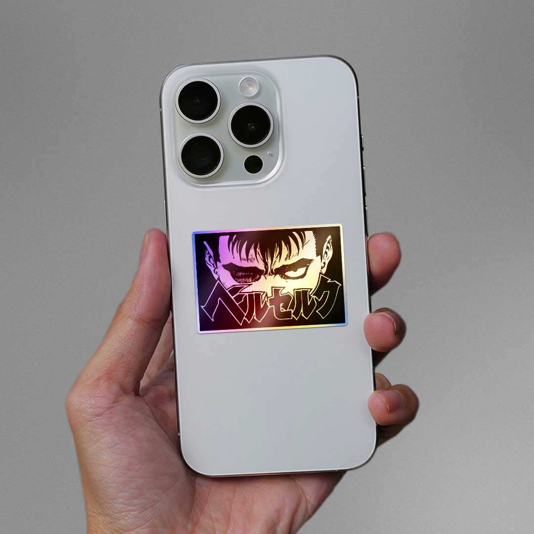 Berserk Holographic Sticker waterproof vinyl decal for laptop, bike, car & bottle