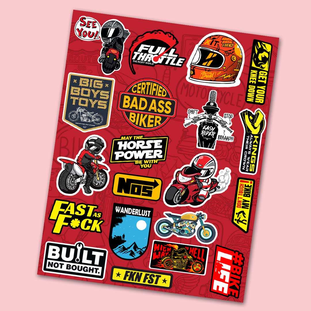 Bike Mini Sticker Sheet waterproof vinyl decal for laptop, bike, car & bottle