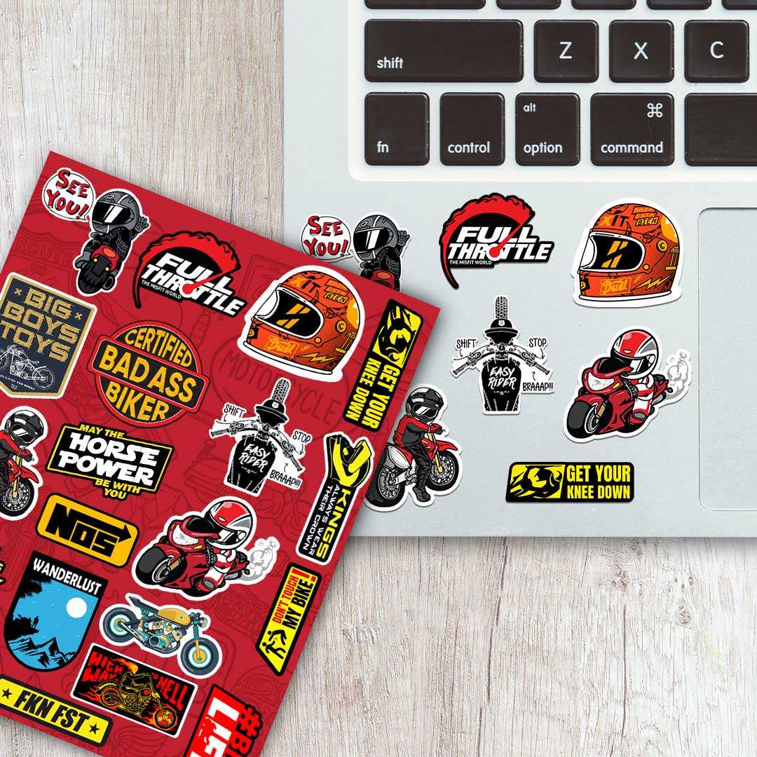 Bike Mini Sticker Sheet waterproof vinyl decal for laptop, bike, car & bottle