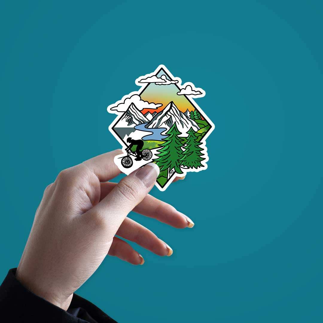 Biker In Wild Sticker waterproof vinyl decal for laptop, bike, car & bottle
