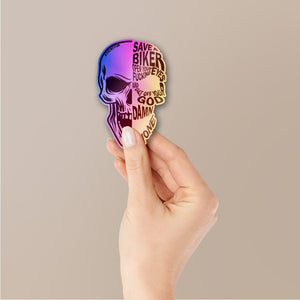 Biker Skull Holographic Stickers - STICK IT UP