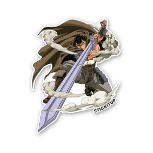 Black swordman Sticker waterproof vinyl decal for laptop, bike, car & bottle