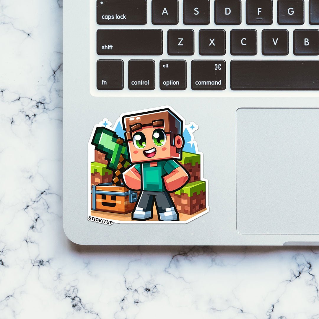 BLOCKY STEVE Sticker waterproof vinyl decal for laptop, bike, car & bottle