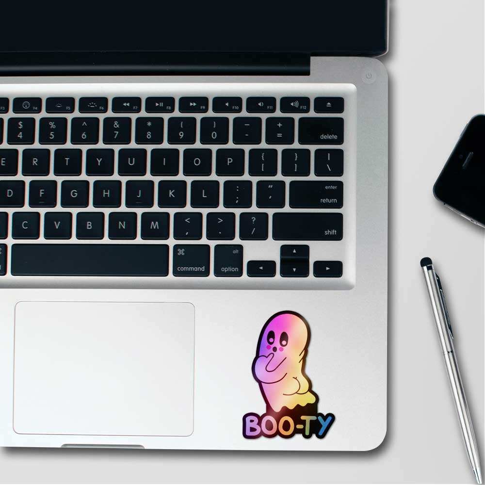 Boo Ty Holographic Sticker waterproof vinyl decal for laptop, bike, car & bottle