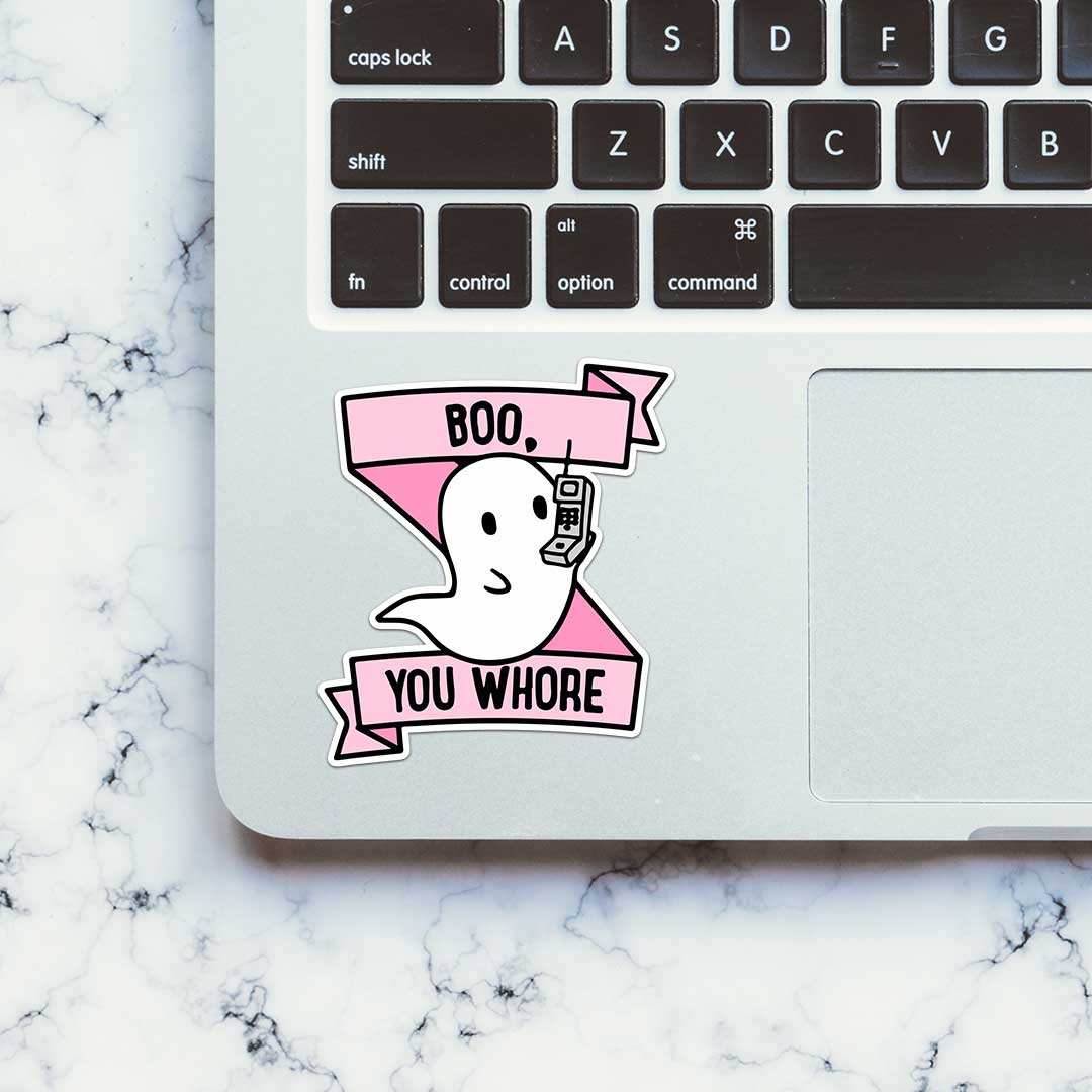Boo, You Whore Sticker waterproof vinyl decal for laptop, bike, car & bottle