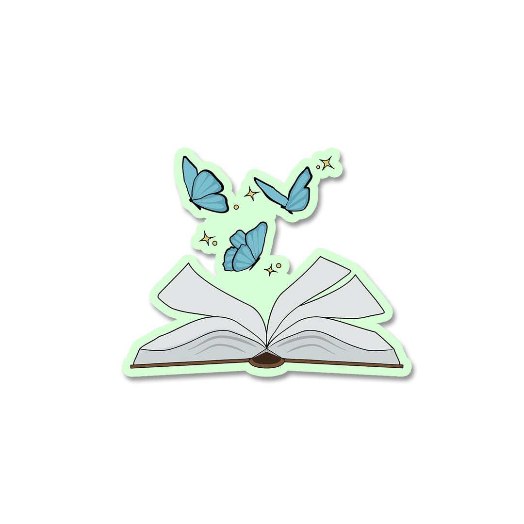 Book And Butterfly Sticker waterproof vinyl decal for laptop, bike, car & bottle